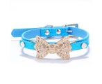 Diamond-plated leather fashion collar with rings for tagged Puppy, Cat, Puppy S