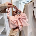 High-quality luxury PU leather bowknot handbag summer fashion chain women's d