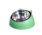 Pet Cat Food Bowl Stainless Tilted Raised Water Food Feeder-Green