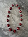 Vintage chunky coral and crystal necklace