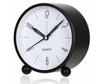 Analog 4 Inch Round Alarm Clock Non Ticking, Battery Operated and Light Func