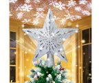 Christmas Tree Topper Lighted Star Tree Toppers with LED Rotating Snowflake P