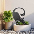 Stretching Cat Garden Art - Corten Steel