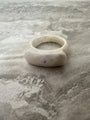 Vintage natural untreated white jade saddle ring