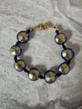 24 karat gold foil Murano glass and crystal bead bracelet