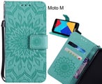 Moto M Case Leather Wallet case embossed sunflower pattern