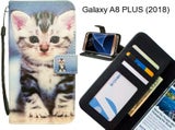 Galaxy A8 PLUS (2018) case 3 card leather wallet case printed ID