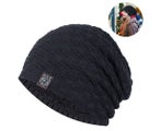1 pcs Hat for Men Winter Warm Hats Knit Slouchy Thick Skull Cap - Black