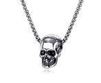 Religious Jewelry, Men's Charm Pendant Necklace Skull Head - 22Inch/White