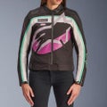 ALPINESTARS ROAD WOMENS IDLES LEATHER/TEXTILE JACKET BLACK/OFF WHITE/PURPLE