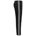 Mens Fleece Lined Sports Track Pants w Zip Pocket Striped Sweat Trousers - Black