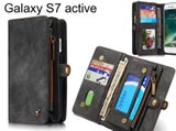 Galaxy S7 active Case Retro leather case multi cards cash pocket & zip