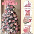 36PCS Christmas Tree Decorations Pink Santa Clause Snowman Wooden Ornaments