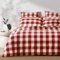 Dreamaker Remy Washed Cotton Yarn Dyed Check Duvet Cover Set Rust Super King