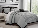 7p LIVEINSTYLE OVERSIZED PLEATED LIGHT GREY COMFORTER set QUEEN #203