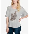 Jessica Simpson Womens Flori-Feather Embellished T-Shirt