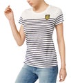 maison Jules Womens Metallic Stripe Basic T-Shirt, NWT