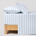 Dreamaker Bask Washed Cotton Yarn Dyed Stripe Sheet Set Sky King Single