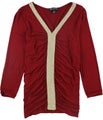 I.N.C Womens Metallic Trim Pullover Blouse