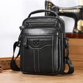 Large Capacity Retro Cowhide Crossbody Bag Black