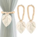 Pack of 2 Tiebacks for Curtains, Boho Curtain Tiebacks, Boho Macrame Leaf C