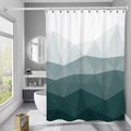 Gradient Splicing Digital Printed Shower Curtain Partition Curtain Bathroom