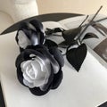 Halloween Gothic Artificial Flower - 100% Polyester Red Rose with White Inn