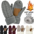 Mittens for Women Cold Weather, Womens Mittens Wool Knit Warm Thermal Fleec