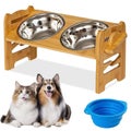6 Heights Adjustable Elevated Dog Cat Bowl Stand, 15?aTilt Elevation with 2