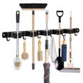 Mop and Broom Holder with 5 Racks &amp; 6 Hooks, Wall Mount Tool Rack Organizer