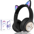 Kids Wireless Headphones, Cat Ear Headphones with LED Lights for Kids Teens