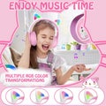 Kids Wireless Headphones, Cat Ear Headphones with LED Lights for Kids Teens