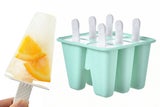 6 Cavity Ice Cream Mould Block Popsicle Molds Ice Lolly Mold With Sticks - Green