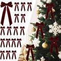 12PCS Black Velvet Ribbon Bows Halloween Tree Decorations,5in x 10in Christ