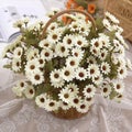 White Artificial Flowers for Outdoors 2pcs Little Simulation Bouquet Chamom