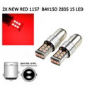 2pcs Red Car LED Brake Tail Light Canbus Bulb For 12V BAY15D 1157 Reverse L