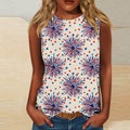 4th of July Shirts for Women Summer Casual 3/4 Length Sleeve Round Neck Ind