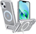 For iPhone 12 (6.1") MagSafe Heat Dissipatio Case with Stand (Silver)