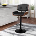 2x Bar Stools Kitchen Swivel Gas Lift Wooden Dining Chairs-Odette-All black