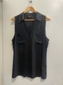 Portmans black sleeveless button top - Size 14