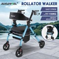 4 Wheel Rollator Walker with Seat Rolling Walking Trolley
