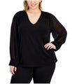 Calvin Klein Womens Chiffon Knit Blouse