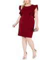 Love Squared Womens Glitter Sheath Ruffled Dress