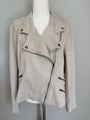 REPERTOIRE Beige Faux Suede Biker Jacket Size M