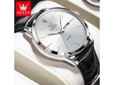Fashion Business Leather Strap Quartz Watch 43mm Dial Waterproof Luminous