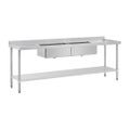 Vogue Double Bowl Sink Double Drainer - 2400mm 90mm Drain HC909