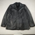 Y2K Vintage M&S Soft Lambskin Leather Blazer Jacket Coat Ebony Black Size 14 16