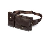 Genuine Leather Men's Waist Packs For Travel And Phones