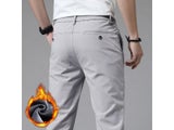 Korean Men's Slim Straight Thermal Fleece Golf Pants
