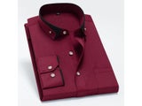 Men's Business Long Sleeve Shirt Anti Wrinkle Pink For Wedding